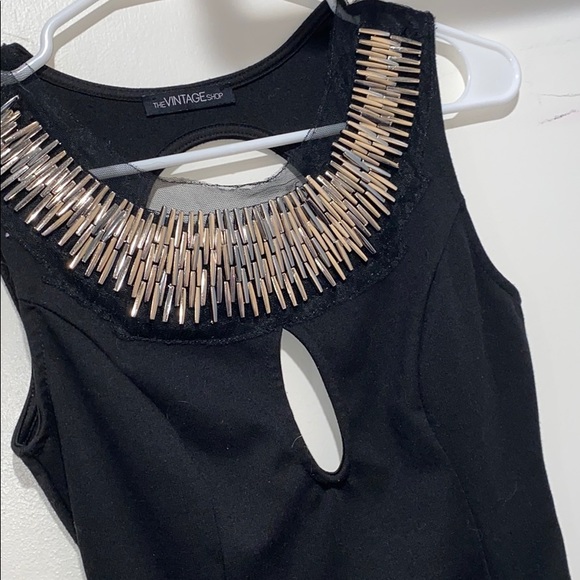 Black Mini Dress with Silver Beading - Picture 5 of 5